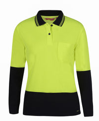 JB's LADIES HV L/S COMFORT POLO LIME/NAVY
