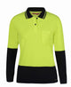 JB's LADIES HV L/S COMFORT POLO LIME/NAVY