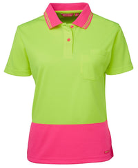 JB's LADIES HV S/S COMFORT POLO LIME/PINK