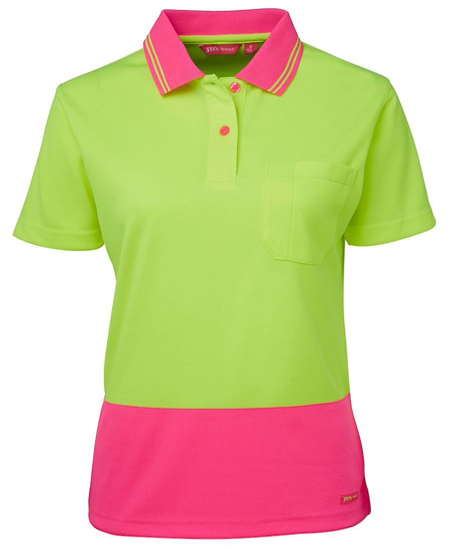 JB's LADIES HV S/S COMFORT POLO LIME/PINK
