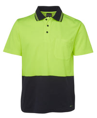JB's HV NON CUFF S/S COTTON BACK POLO LIME/NAVY-2XS