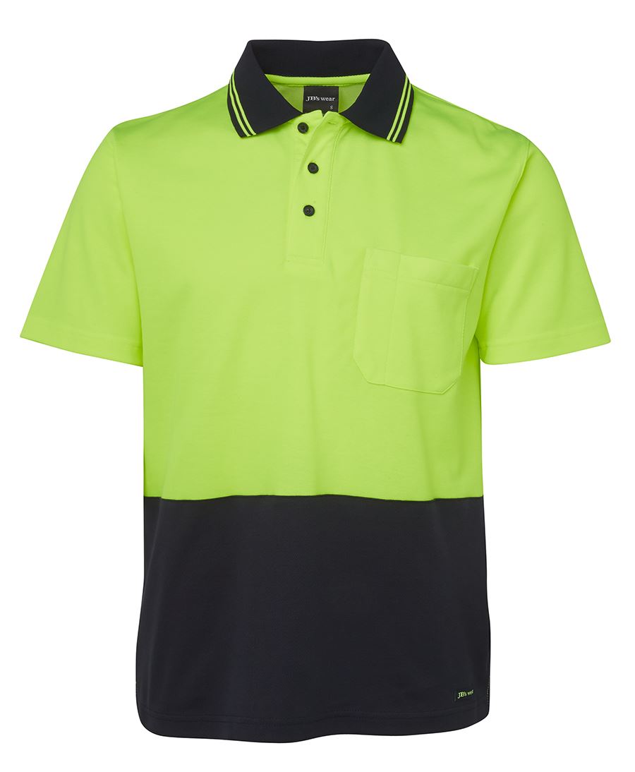JB's HV NON CUFF S/S COTTON BACK POLO LIME/NAVY-2XS