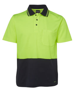 JB's HV NON CUFF S/S COTTON BACK POLO LIME/NAVY-2XS