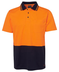 JB's HV NON CUFF S/S COTTON BACK POLO LIME/NAVY-2XS