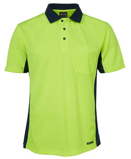 JB's HV S/S SPORT POLO LIME/NAVY -XS