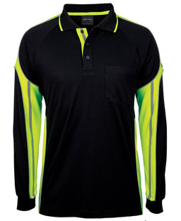 JB's L/S STREET PANEL POLO BLACK/LIME-2XS