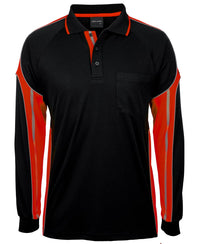 JB's L/S STREET PANEL POLO BLACK/LIME-2XS