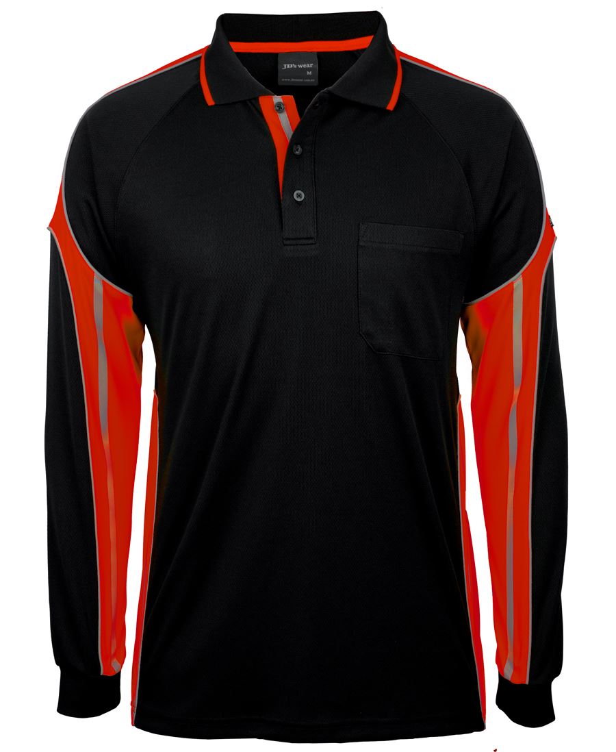 JB's L/S STREET PANEL POLO BLACK/LIME-2XS