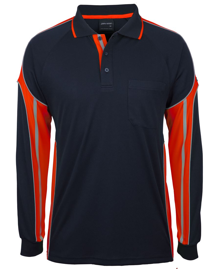 JB's L/S STREET PANEL POLO BLACK/LIME-2XS