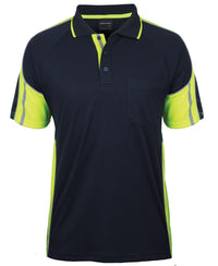 JB's S/S STREET PANEL POLO BLACK/LIME-2XS