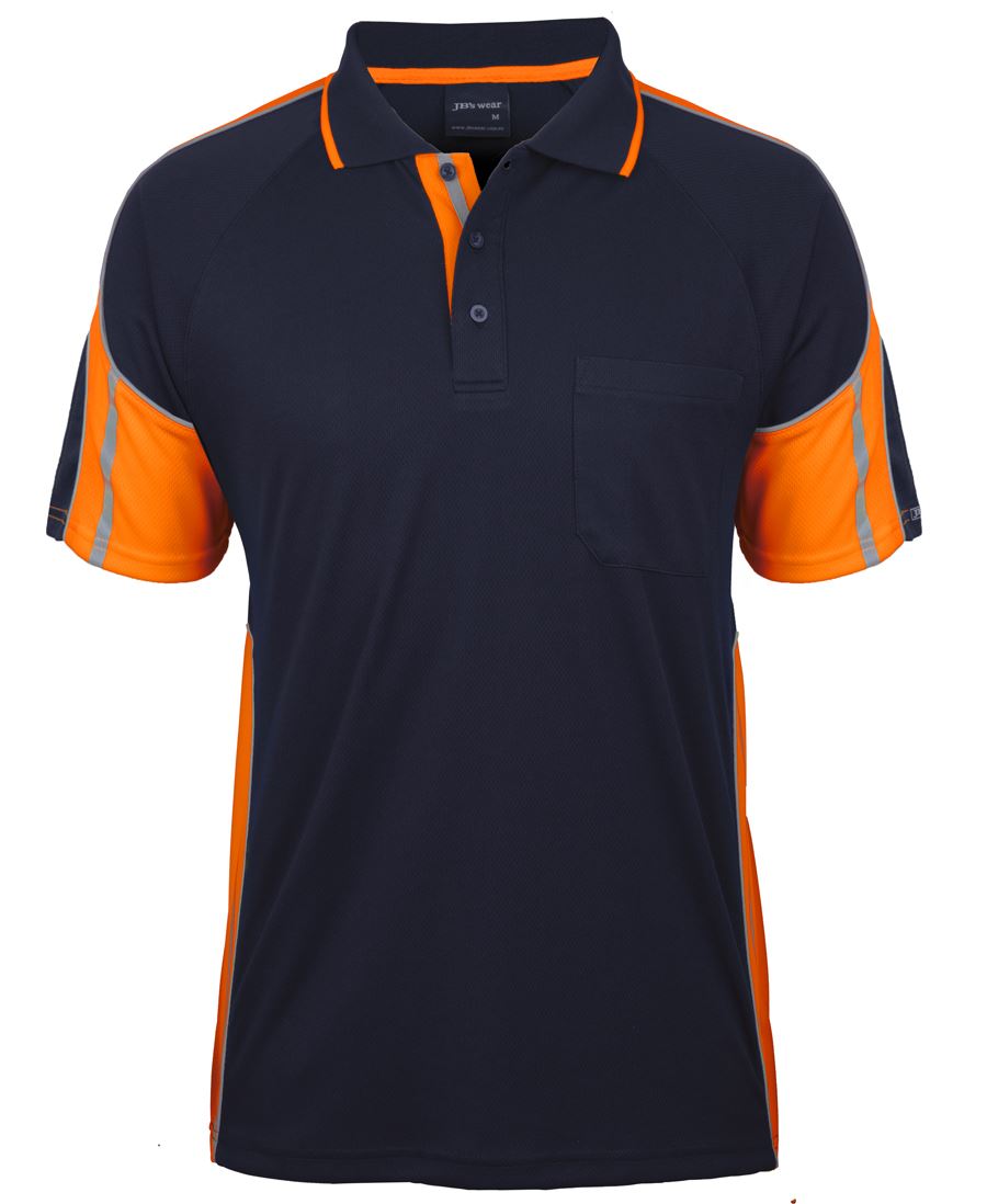 JB's S/S STREET PANEL POLO BLACK/LIME-2XS