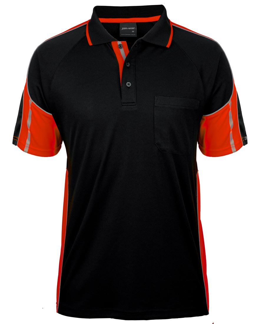 JB's S/S STREET PANEL POLO BLACK/LIME-2XS