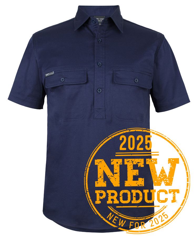 JB's S/S 150G STRETCH CLOSE FRONT WORK SHIRT NAVY - 3XS