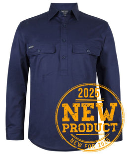 JB's L/S 150G STRETCH CLOSE FRONT WORK SHIRT NAVY - 3XS