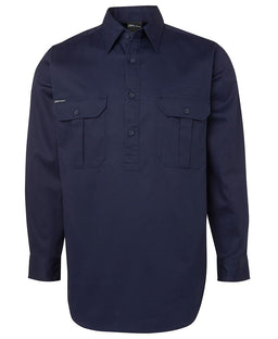 JB's CLOSE FRONT L/S WORK SHIRT NAVY -S