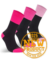 JB's LADIES WORK SOCK 3 PACK BLACK/MIX PINK - 5