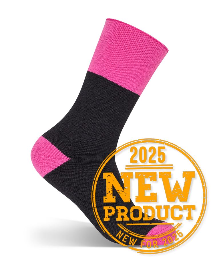 JB's LADIES WORK SOCK 3 PACK BLACK/MIX PINK - 5