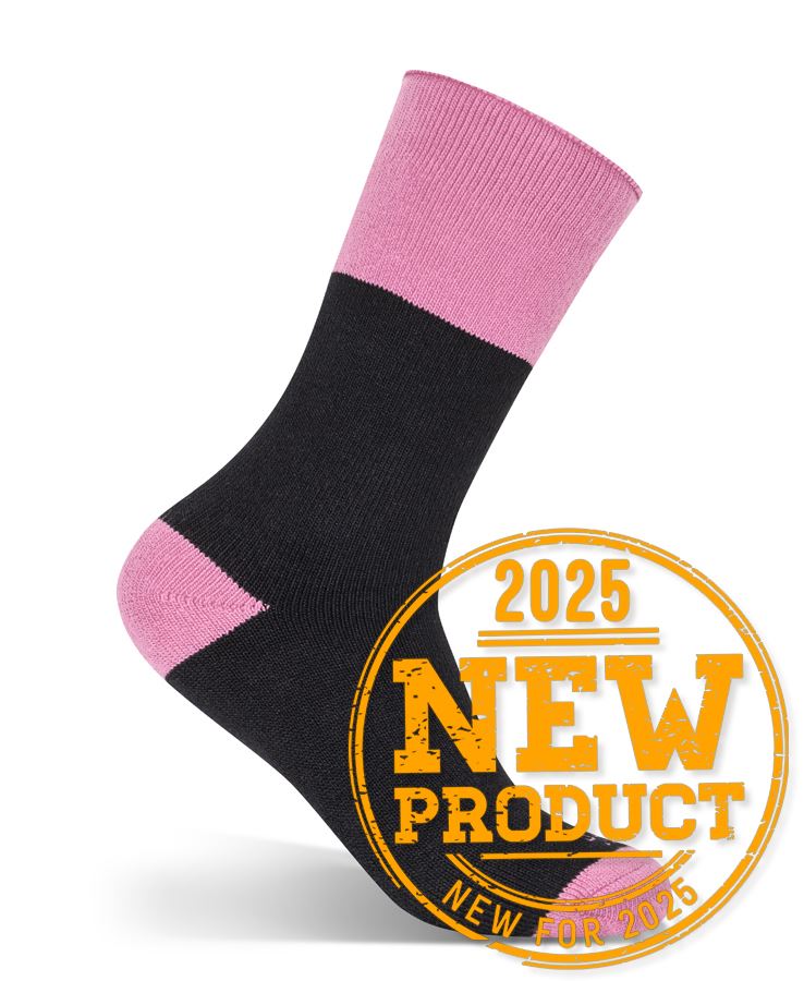 JB's LADIES WORK SOCK 3 PACK BLACK/MIX PINK - 5