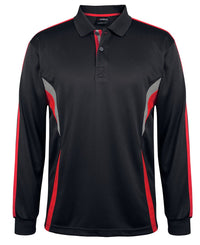 PODIUM L/S COOL POLO BLACK/RED/GREY - 2XS