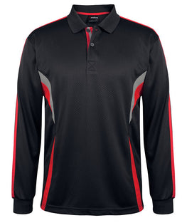 PODIUM L/S COOL POLO BLACK/RED/GREY - 2XS