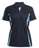 PODIUM LADIES COOL POLO BLACK/AQUA/GREY