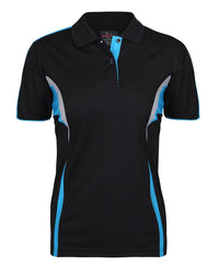 PODIUM LADIES COOL POLO BLACK/AQUA/GREY