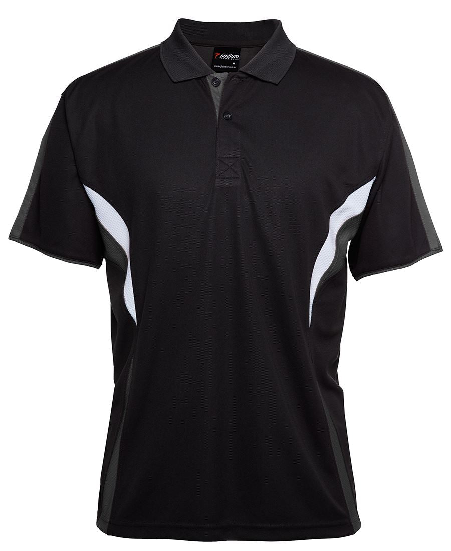 PODIUM COOL POLO BLACK/RED/GREY