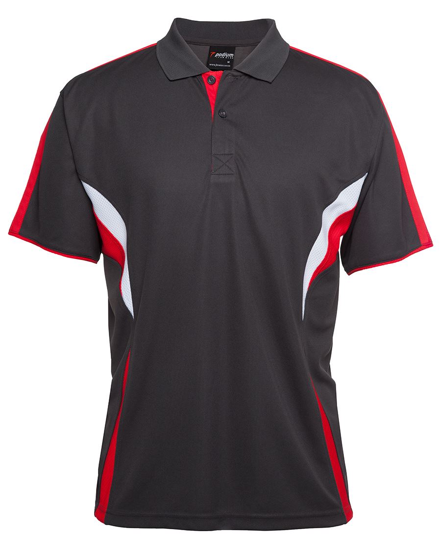 PODIUM COOL POLO BLACK/RED/GREY