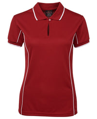 PODIUM LADIES PIPING POLO FOREST/WHITE