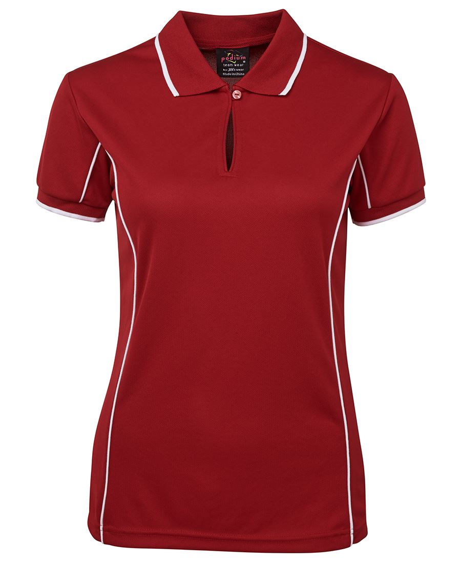 PODIUM LADIES PIPING POLO FOREST/WHITE