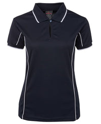 PODIUM LADIES PIPING POLO FOREST/WHITE