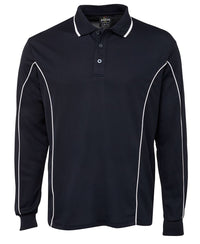 PODIUM L/S PIPING POLO BLACK/RED-2XS