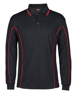 PODIUM L/S PIPING POLO BLACK/RED-2XS