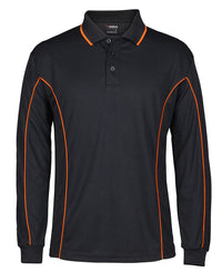 PODIUM L/S PIPING POLO BLACK/RED-2XS