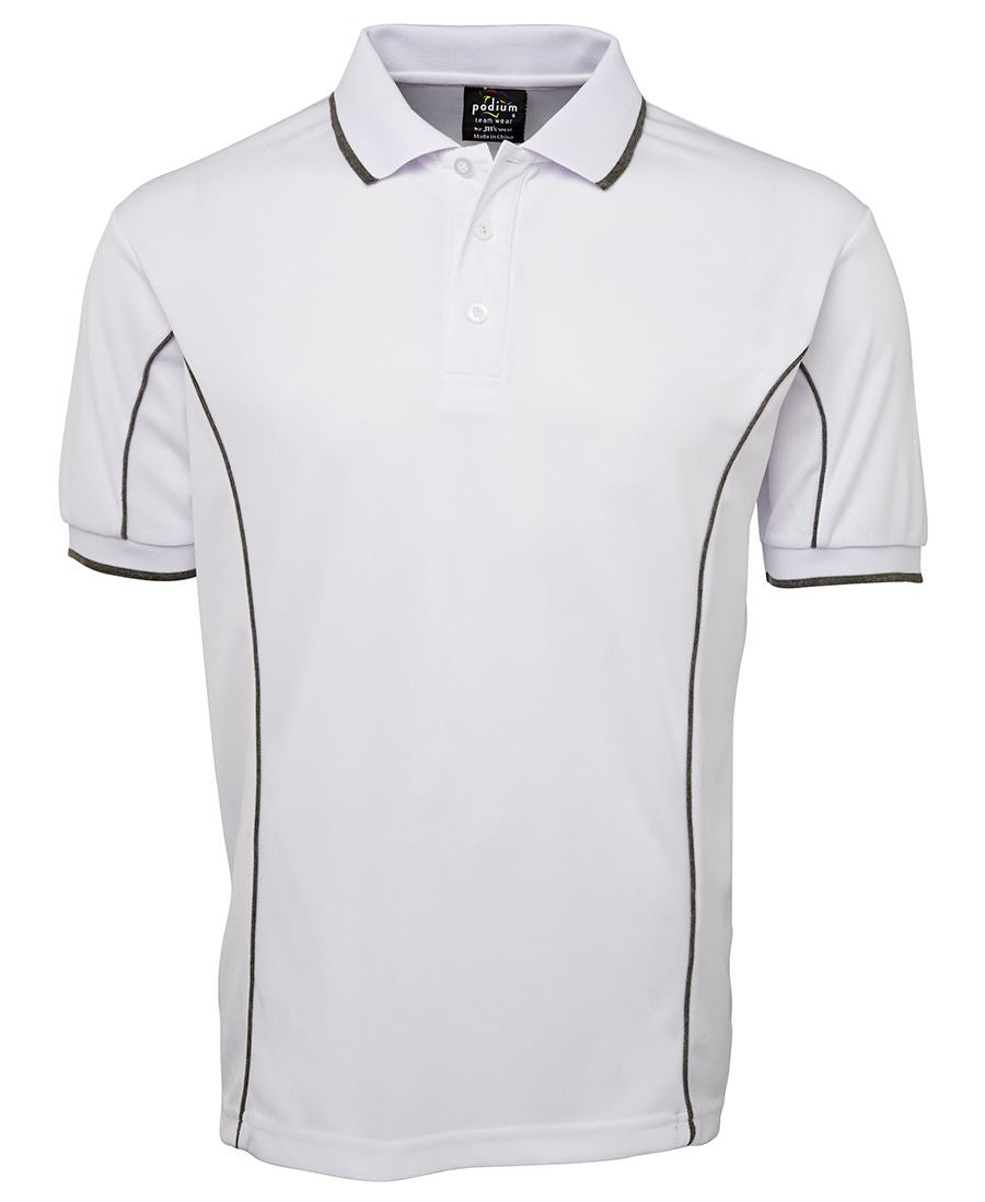 PODIUM S/S PIPING POLO FOREST/WHITE