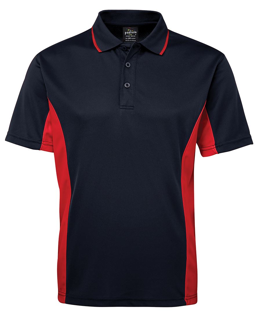 PODIUM C/TRAST POLO BLACK/RED-S