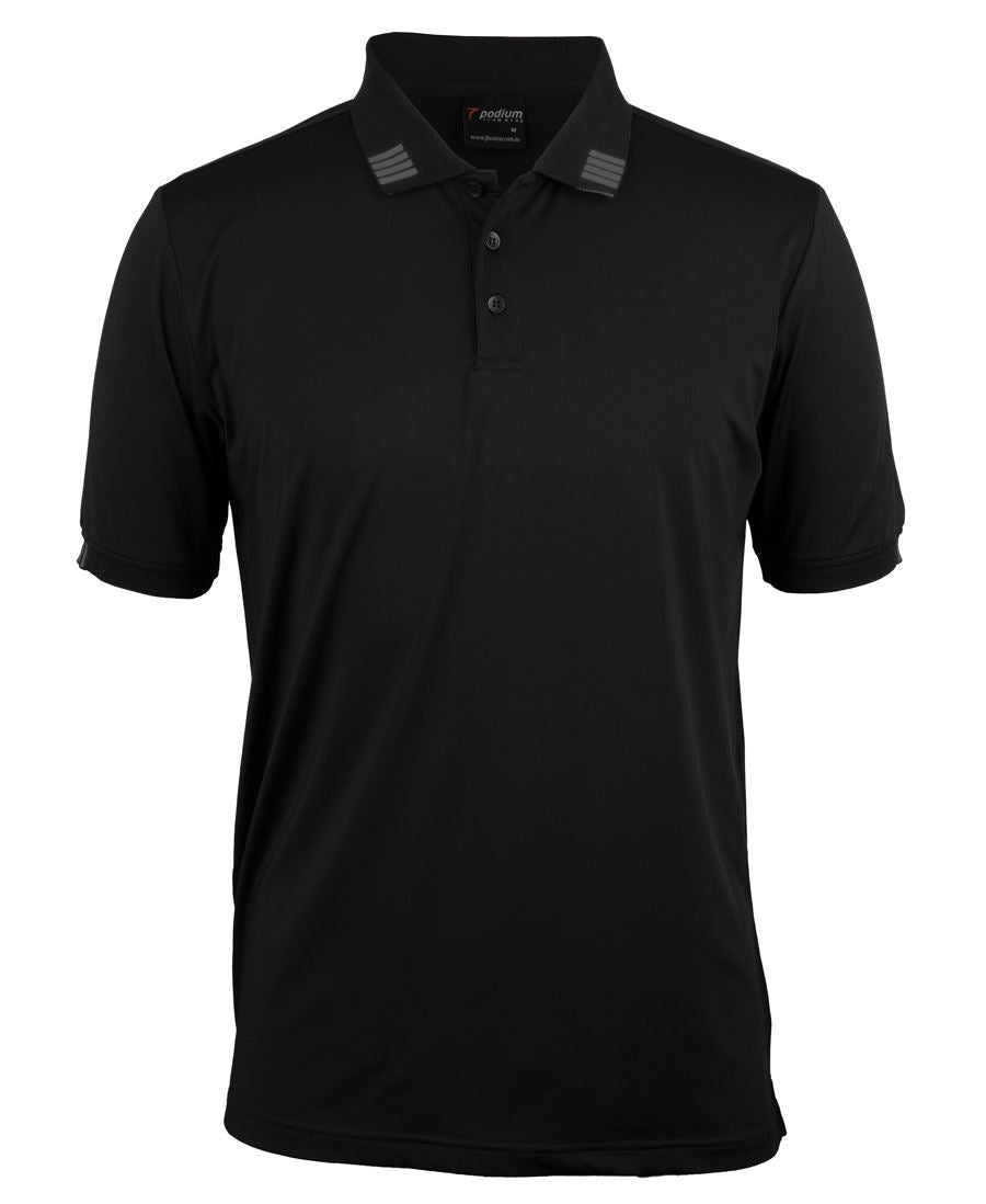 PODIUM 4 STRIPE S/S STRETCH POLO BLACK/CHARCOAL - 3XS