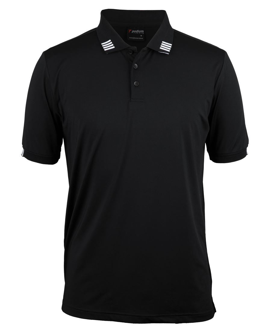 PODIUM 4 STRIPE S/S STRETCH POLO BLACK/CHARCOAL - 3XS