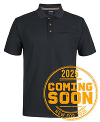 PODIUM S/S RECYCLED POLYESTER POCKET POLO BLACK - 2XS