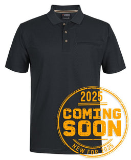 PODIUM S/S RECYCLED POLYESTER POCKET POLO BLACK - 2XS