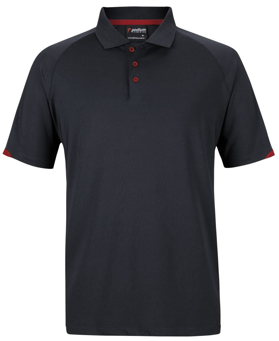 PODIUM CONTRAST STRETCH POLO BLACK/RED - 3XS