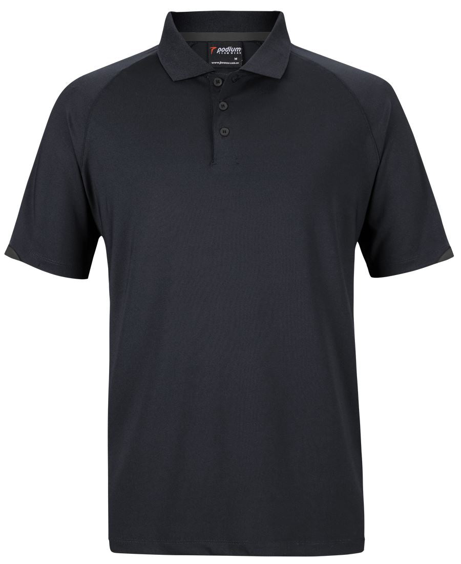 PODIUM CONTRAST STRETCH POLO BLACK/RED - 3XS