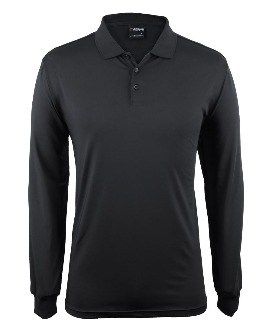 PODIUM L/S STRETCH POLO BLACK - 3XS