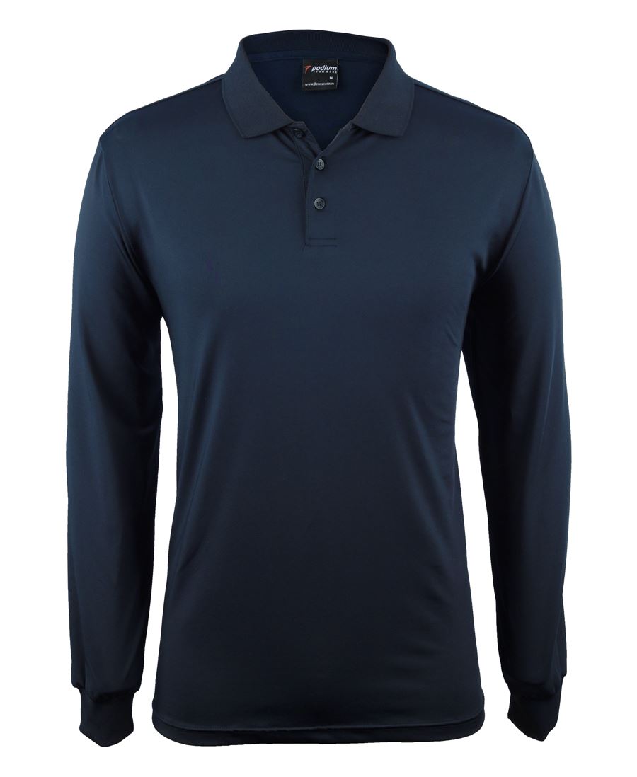 PODIUM L/S STRETCH POLO BLACK - 3XS