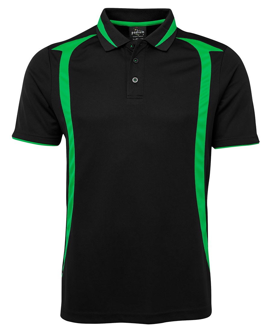 PODIUM SWIRL POLO BLACK/PEA GREEN - S