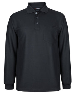 PODIUM L/S WAFFLE POCKET POLO BLACK-S