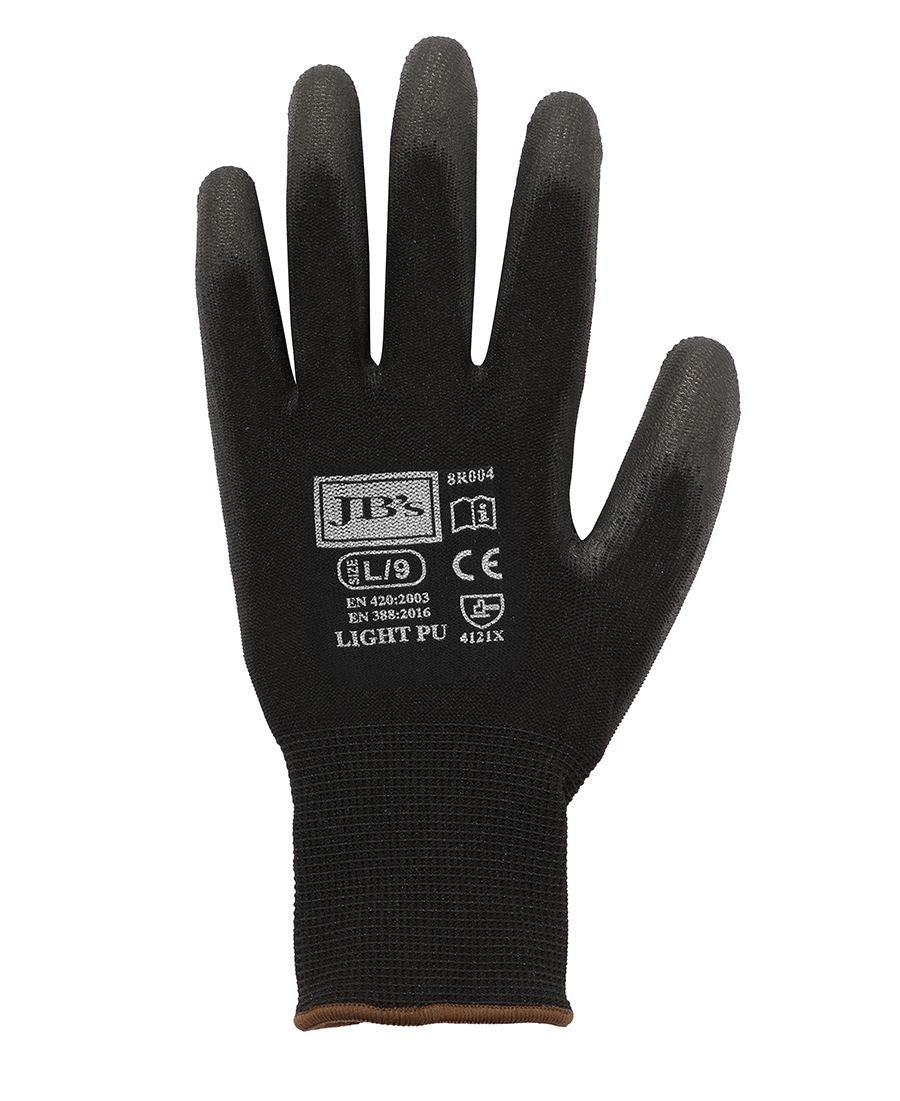 JB's BLACK LIGHT PU BREATHABLE GLOVE (12 PK) - S