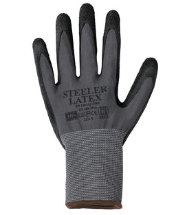 JB's STEELER CRINKLE LATEX GLOVE (12PK) GREY/BLACK-S