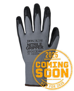 JB's NITRILE GRIPPER GLOVE (12PK) GREY/BLACK-S