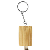 Square Bamboo Charging Cable Key Ring -CC005